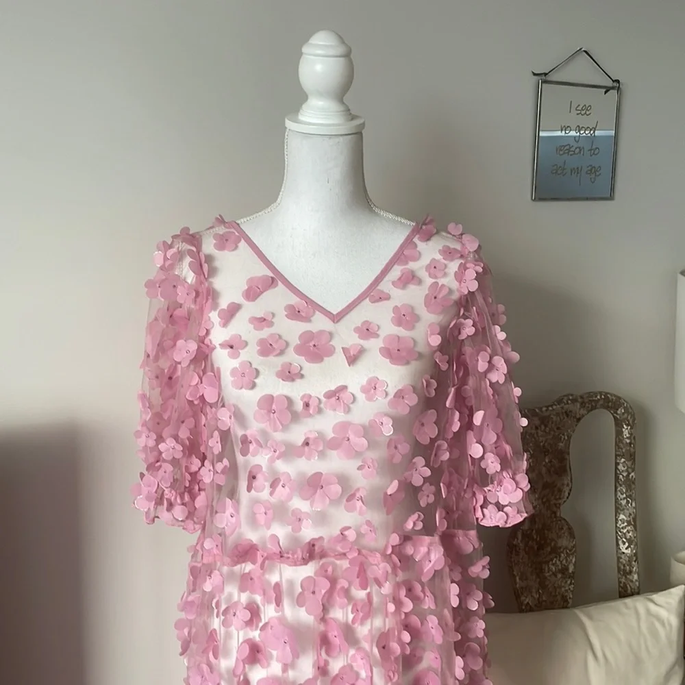 Hunkon Sheer Flower Dress - Picture 3 of 6